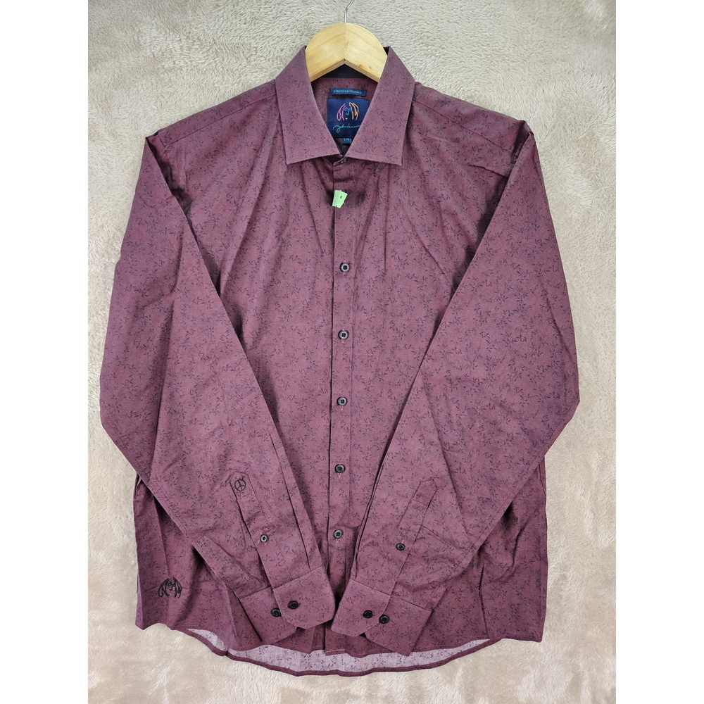John Lennon Dress Shirt Stretch/Extensible Paisley Size L Cotton-blend Button Up - Picture 3 of 10